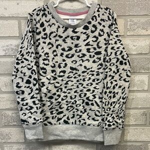 Amazon Essentials Gray and Black Leopard Print Crewneck Sweatshirt Size Medium